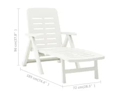 vidaXL Klappliege Kunststoff Weiß 72 x 189 x 96 cm* New