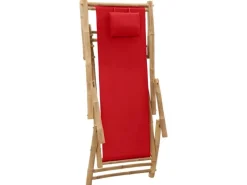 Sonnenliegen|vidaXL Liegestuhl Bambus und Canvas Rot