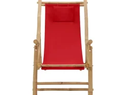 Sonnenliegen|vidaXL Liegestuhl Bambus und Canvas Rot