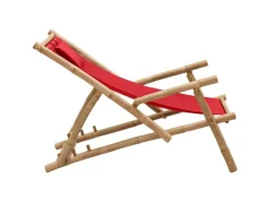 Sonnenliegen|vidaXL Liegestuhl Bambus und Canvas Rot