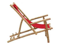 Sonnenliegen|vidaXL Liegestuhl Bambus und Canvas Rot