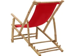 Sonnenliegen|vidaXL Liegestuhl Bambus und Canvas Rot