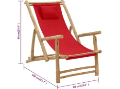 Sonnenliegen|vidaXL Liegestuhl Bambus und Canvas Rot