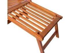 Sonnenliegen|vidaXL Liegestuhl mit Fußstütze und Auflage Akazie Massivholz Cremeweiß