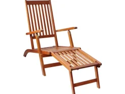 Sonnenliegen|vidaXL Liegestuhl mit Fußstütze und Auflage Akazie Massivholz Cremeweiß