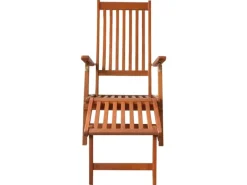 Sonnenliegen|vidaXL Liegestuhl mit Fußstütze und Auflage Akazie Massivholz Cremeweiß