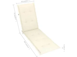 Sonnenliegen|vidaXL Liegestuhl mit Fußstütze und Auflage Akazie Massivholz Cremeweiß