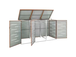 vidaXL Mülltonnenbox Edelstahl für 3 Tonnen 207x77,5x115 cm* Discount