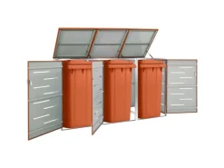 vidaXL Mülltonnenbox Edelstahl für 3 Tonnen 207x77,5x115 cm* Discount