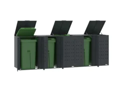 vidaXL Mülltonnenbox für 5 Tonnen Anthrazit 345x79x117 cm Stahl* Hot