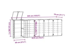 vidaXL Mülltonnenbox für 5 Tonnen Anthrazit 345x79x117 cm Stahl* Hot