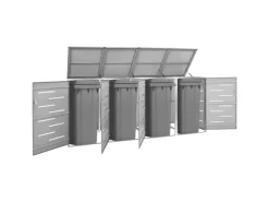 vidaXL Mülltonnenbox für 4 Tonnen 276,5x77,5x115,5 cm Edelstahl* Hot