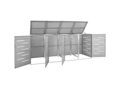 vidaXL Mülltonnenbox für 4 Tonnen 276,5x77,5x115,5 cm Edelstahl* Hot