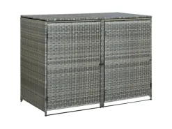 vidaXL Mülltonnenbox für 2 Tonnen Poly Rattan Anthrazit 148x77x111 cm 661222*