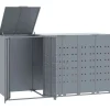 vidaXL Mülltonnenbox für 3 Tonnen Grau 207x79x117 cm Stahl* Online