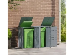 vidaXL Mülltonnenbox für 3 Tonnen Grau 207x79x117 cm Stahl* Online