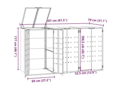 vidaXL Mülltonnenbox für 3 Tonnen Grau 207x79x117 cm Stahl* Online
