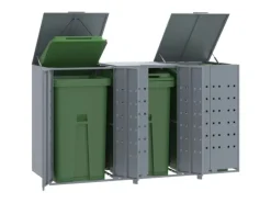 vidaXL Mülltonnenbox für 3 Tonnen Grau 207x79x117 cm Stahl* Online