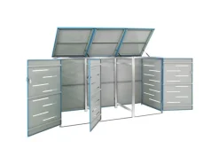 vidaXL Mülltonnenbox für 3 Tonnen Edelstahl207x77,5x115 cm* Hot