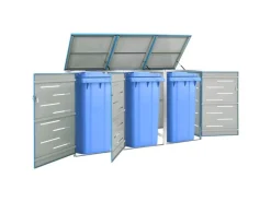 vidaXL Mülltonnenbox für 3 Tonnen Edelstahl207x77,5x115 cm* Hot