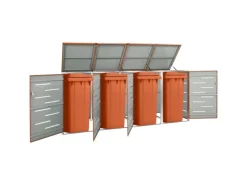 vidaXL Mülltonnenbox für 4 Tonnen Edelstahl 276,5x77,5x115,5 cm* Best