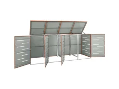 vidaXL Mülltonnenbox für 4 Tonnen Edelstahl 276,5x77,5x115,5 cm* Best