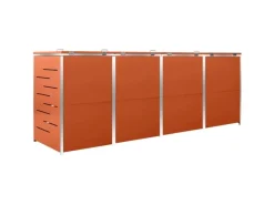 vidaXL Mülltonnenbox für 4 Tonnen Edelstahl 276,5x77,5x115,5 cm* Best