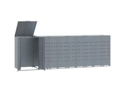 vidaXL Mülltonnenbox für 5 Tonnen Grau 345x79x117 cm Stahl* Sale