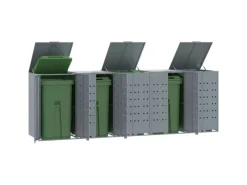 vidaXL Mülltonnenbox für 5 Tonnen Grau 345x79x117 cm Stahl* Sale