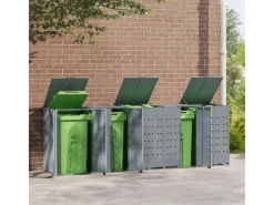 vidaXL Mülltonnenbox für 5 Tonnen Grau 345x79x117 cm Stahl* Sale