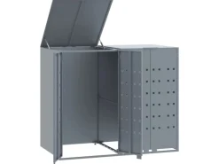 vidaXL Mülltonnenbox für 2 Tonnen Grau 138x79x117 cm Stahl* Clearance