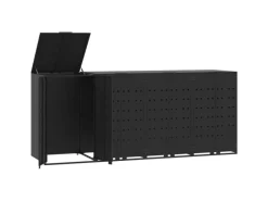 vidaXL Mülltonnenbox für 4 Tonnen Schwarz 276x79x117 cm Stahl* Best