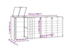 vidaXL Mülltonnenbox für 4 Tonnen Schwarz 276x79x117 cm Stahl* Best
