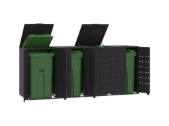 vidaXL Mülltonnenbox für 4 Tonnen Schwarz 276x79x117 cm Stahl* Best