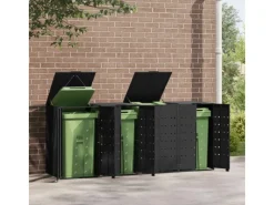 vidaXL Mülltonnenbox für 4 Tonnen Schwarz 276x79x117 cm Stahl* Best