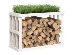 vidaXL Outdoor-Kaminholzregal Weiß 108x52x74 cm Massivholz Kiefer* Online