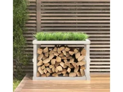 vidaXL Outdoor-Kaminholzregal Weiß 108x52x74 cm Massivholz Kiefer* Online
