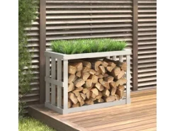 vidaXL Outdoor-Kaminholzregal Weiß 108x52x74 cm Massivholz Kiefer* Online