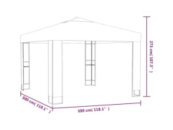 vidaXL Pavillon mit Doppeldach & LED-Lichterkette 3x3 m Anthrazit* New