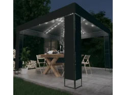 vidaXL Pavillon mit Doppeldach & LED-Lichterkette 3x3 m Anthrazit* New