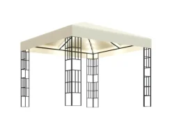 Gartenlauben|vidaXL Pavillon mit LED-Lichterkette 3x3 m CremeWeiß