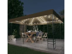vidaXL Pavillon mit LED-Lichterkette 3x4 m Taupe* Hot