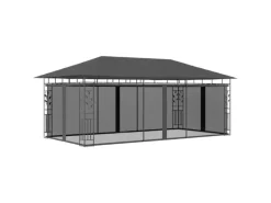 Gartenlauben|vidaXL Pavillon mit Moskitonetz 6x3x2,73 m Anthrazit