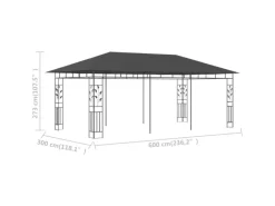 Gartenlauben|vidaXL Pavillon mit Moskitonetz 6x3x2,73 m Anthrazit