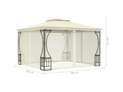 vidaXL Pavillon mit Netz 300x300x265 cm Creme* Best
