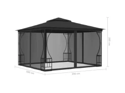 vidaXL Pavillon mit Netz 300x300x265 cm Anthrazit* Sale