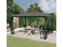 vidaXL Pavillon mit Seitenwänden & Doppeldach 3x4 m Anthrazit Modell 1* Clearance