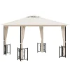 vidaXL Pavillon mit Seitenwänden & Doppeldach 3x3 m Creme* Discount
