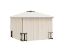 vidaXL Pavillon mit Seitenwänden & Doppeldach 3x3 m Creme* Discount