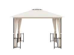 vidaXL Pavillon mit Seitenwänden & Doppeldach 3x3 m Creme* Discount